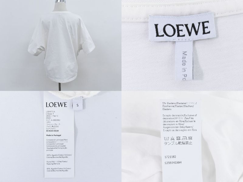 Authentic Loewe Anagram T-shirt Short Sleeve Tops S Cotton White Anagram