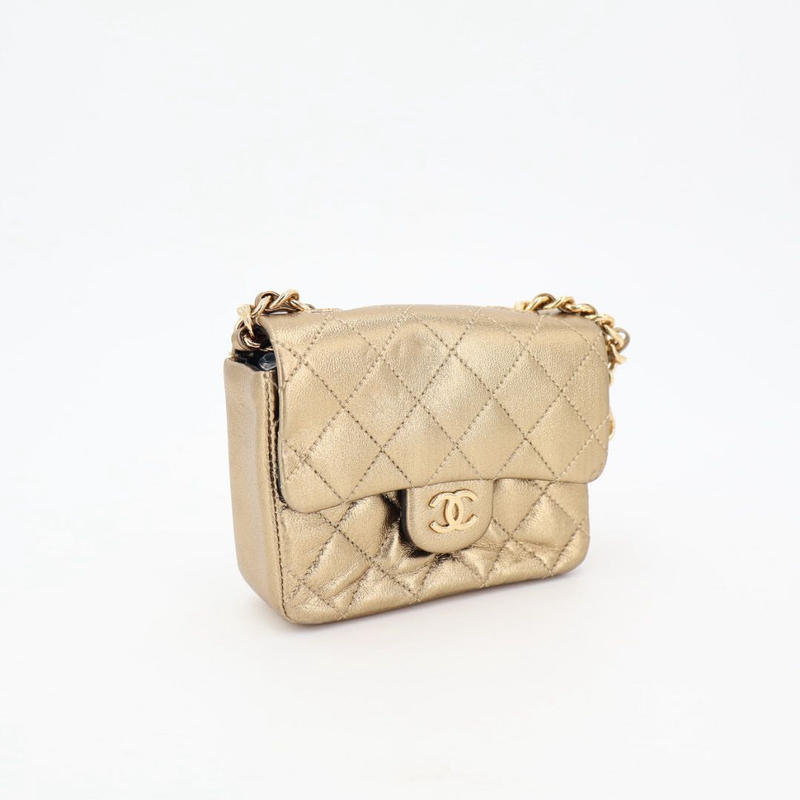 Chanel Vintage Mini Matelasse Chain Bagcharm Pouch Handbag