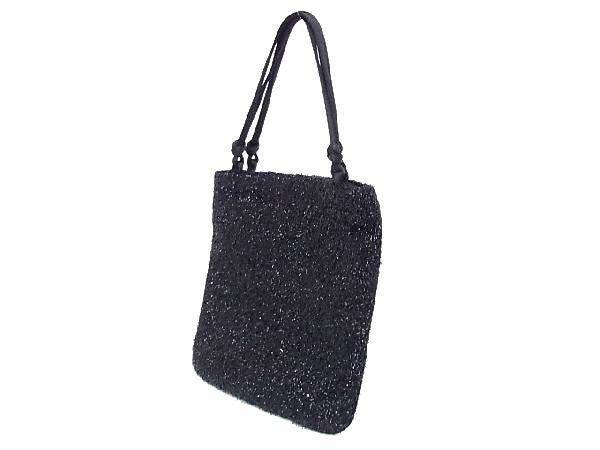 Rare Prada B8698 Nylon And Wool Handbag Tote Bag Women's Black Be6443