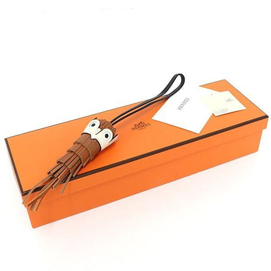 Hermes Bag Charm Chouette Brown Lambskin Epsom Owl