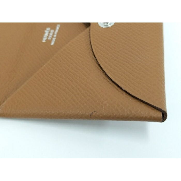 Hermes Calvi Verso Card Case Vaux Epson Brown Stamped — view 7