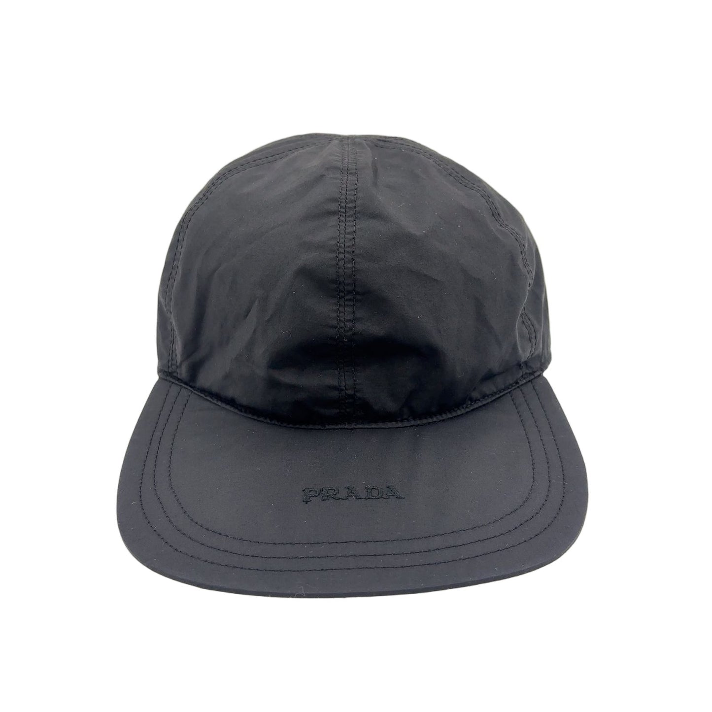 Prada Logo Embroidery Nylon Black Hat Silver — view 2