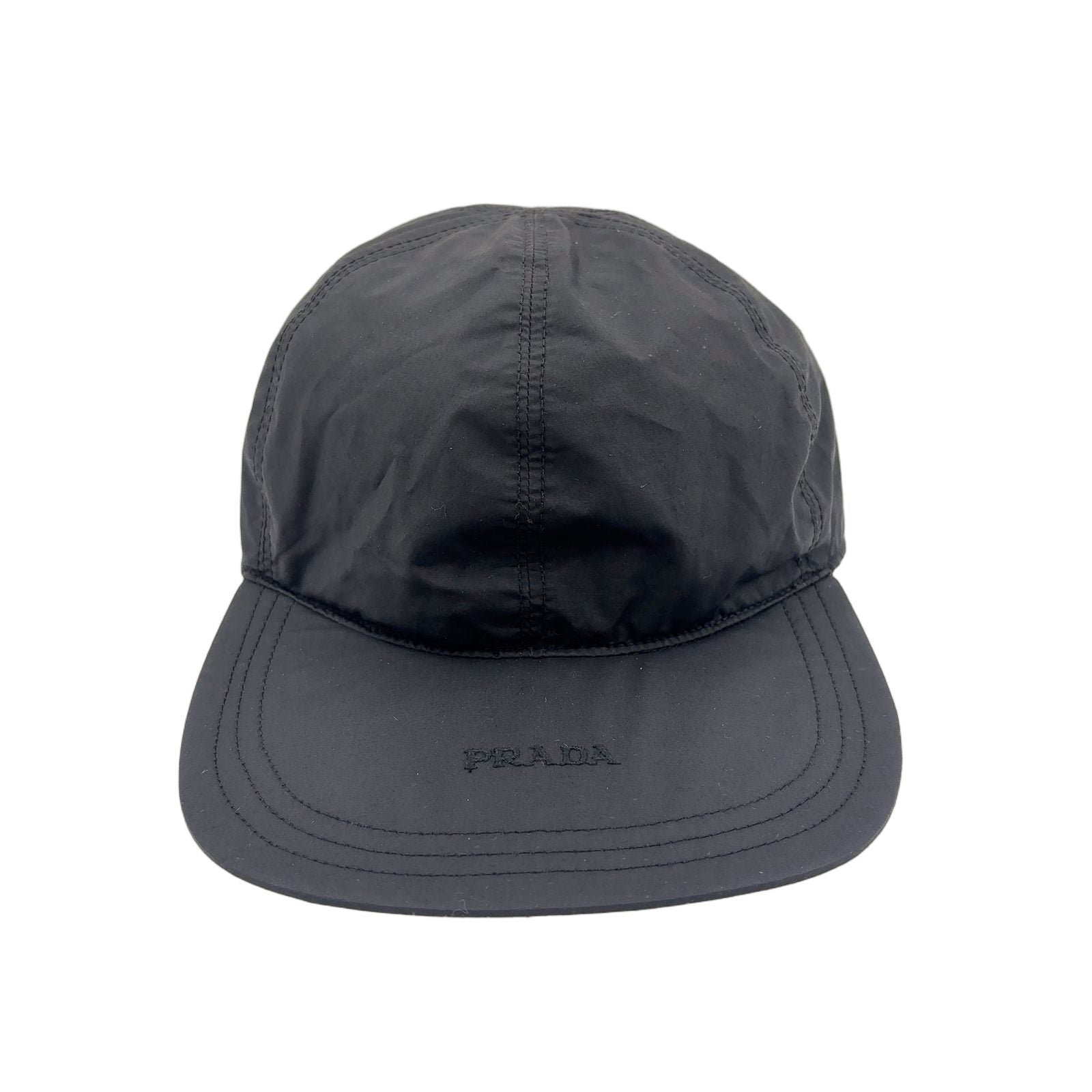 Prada Logo Embroidery Nylon Black Hat Silver — view 2