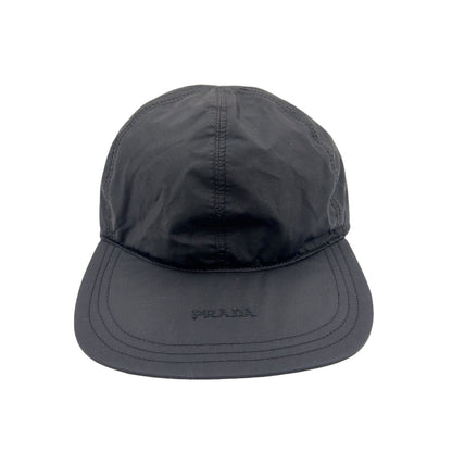 Prada Logo Embroidery Nylon Black Hat Silver — view 2