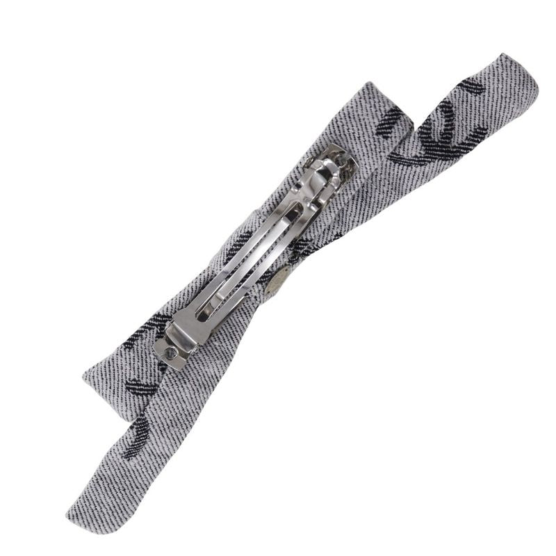Chanel Coco Mark Ribbon Cotton Gray 22S Ladies Barrette