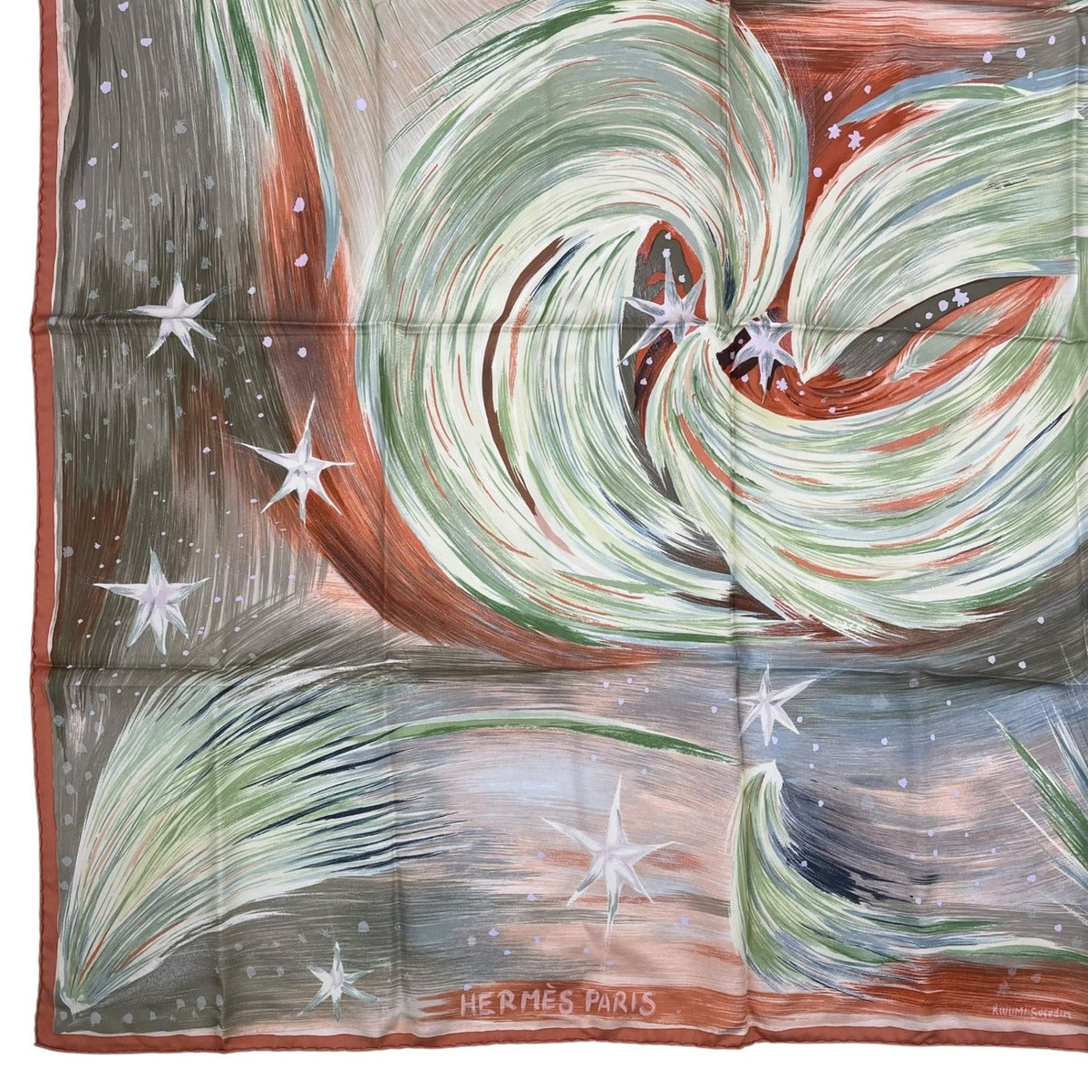 Hermes Scarf Silk Carre 90 Feux du Ciel Heavenly Fire Orange — view 4