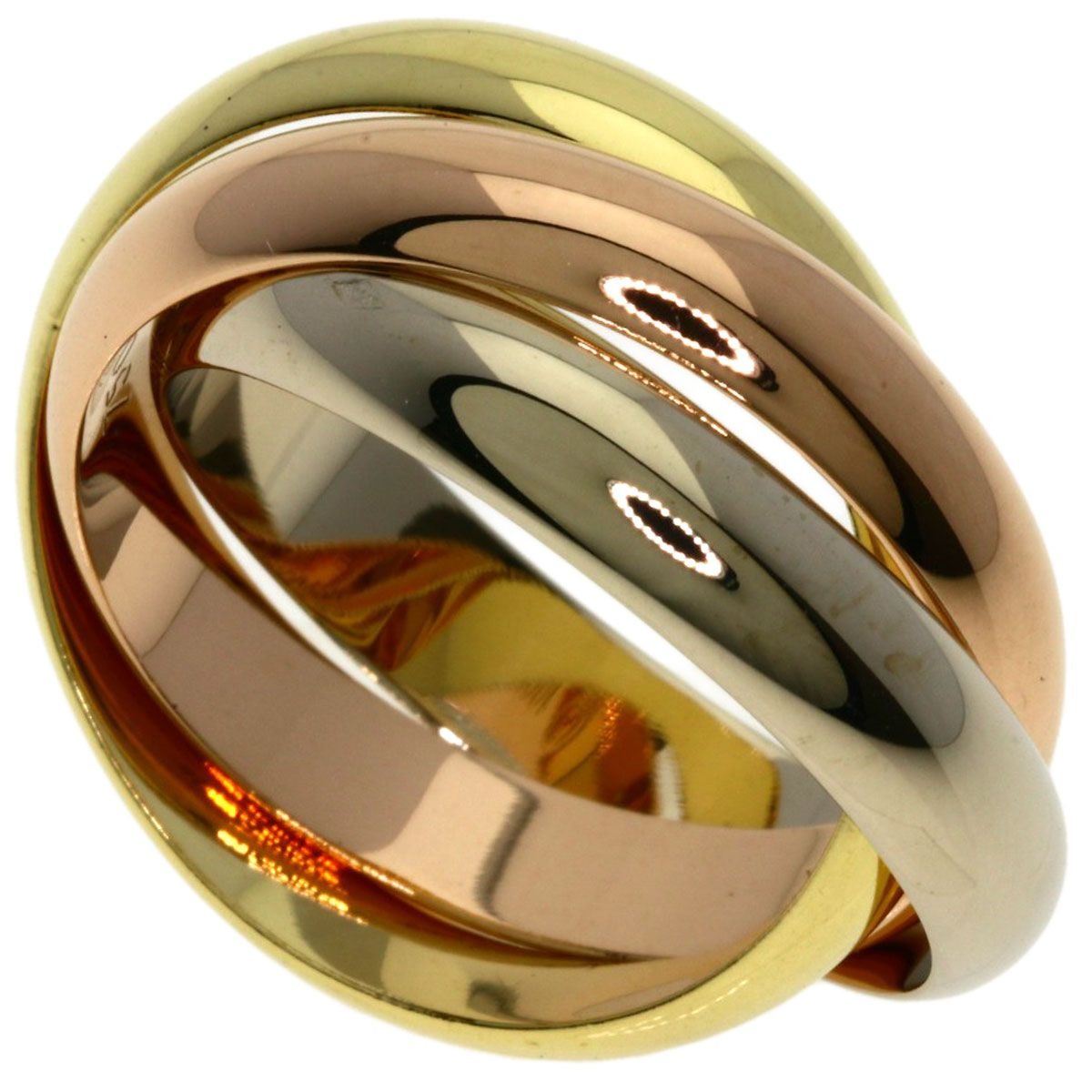 Cartier Trinity 52 Ring 18K Yellow Gold White Pink