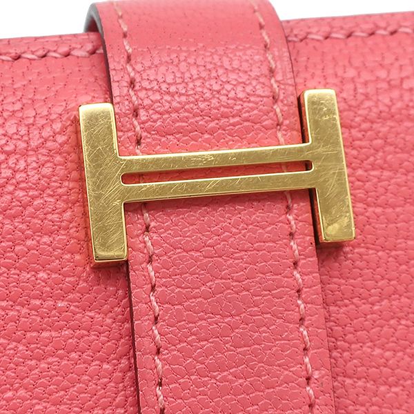 Hermes Long Wallet Bearn Souffle Chèvre Rose Lipstick Gold Hardware Bifold