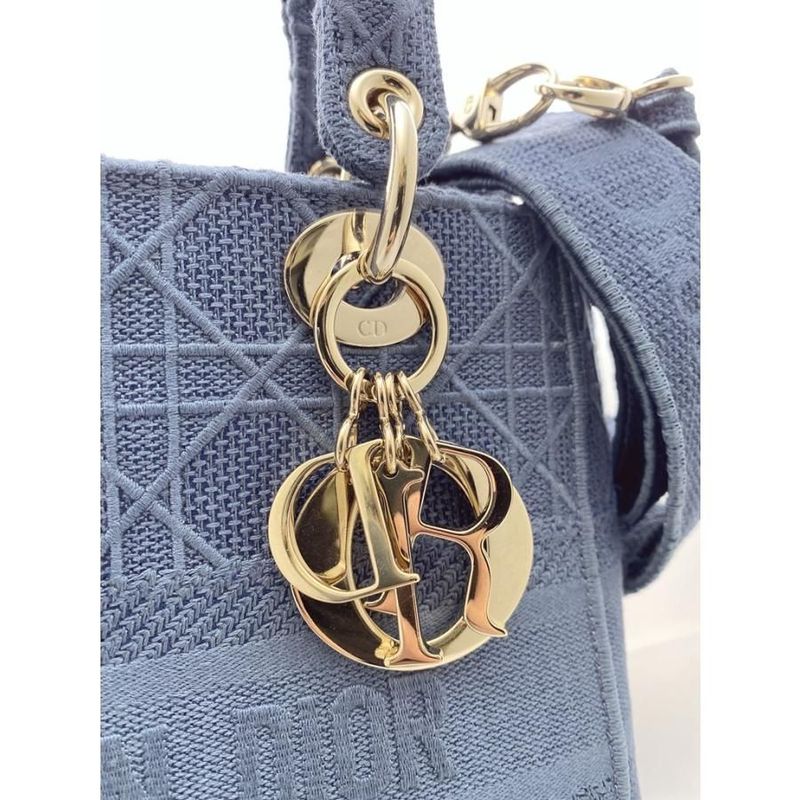 Dior Cannage Lady D-Lite Medium Bag Denim Navy Bu Dior