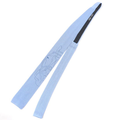 Hermes Tête À Tête Écestre Silk Horse Print Hose H Logo Knit Tie Light Blue