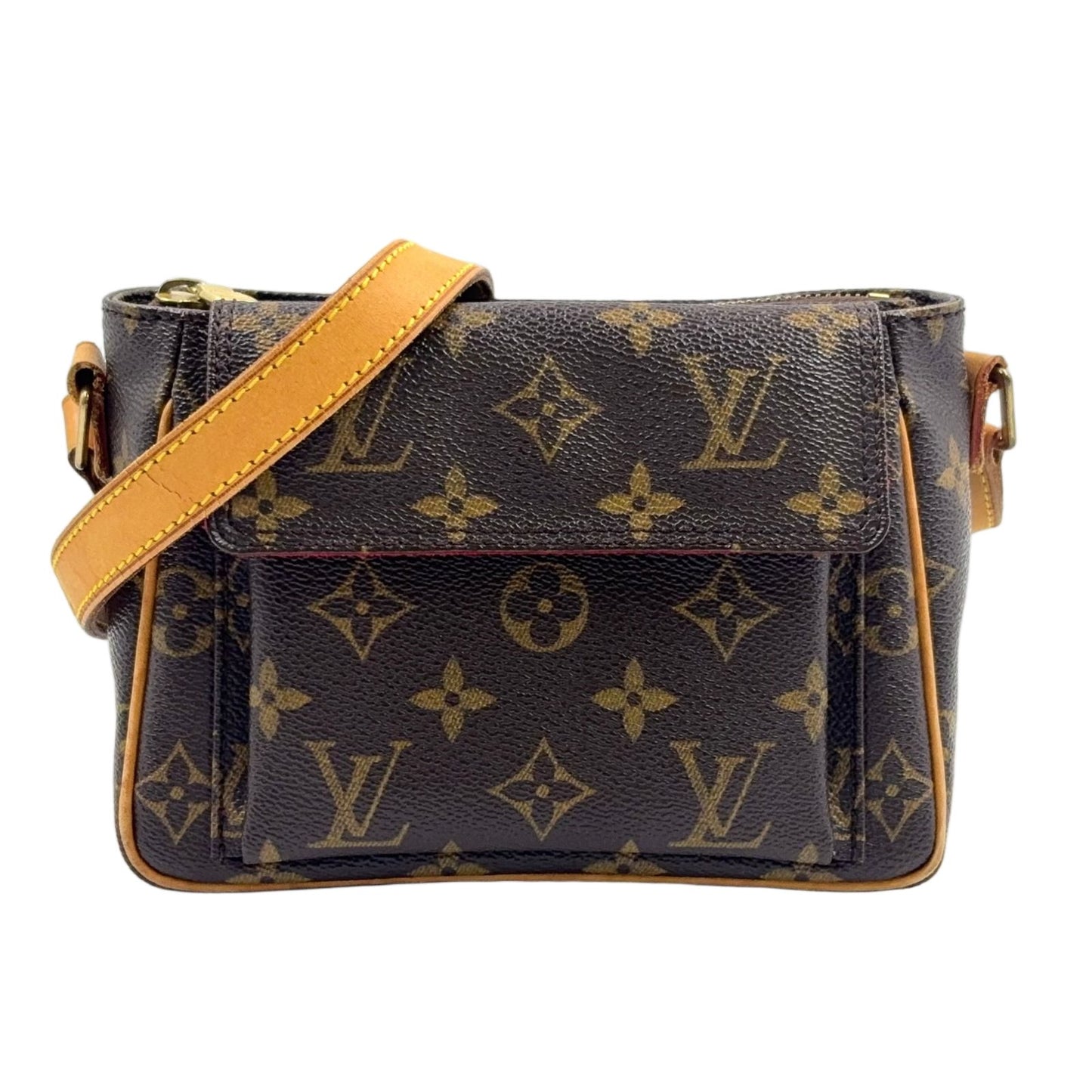 Louis Vuitton PM Monogram Leather Brown Shoulder Bag Gold