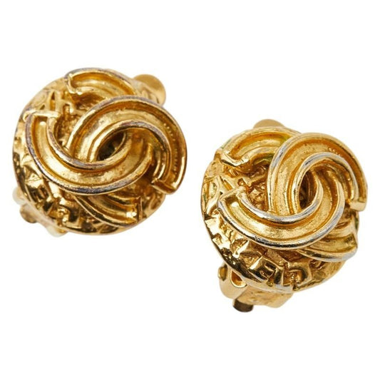 Chanel Vintage CC Logo Earrings Gold Plated