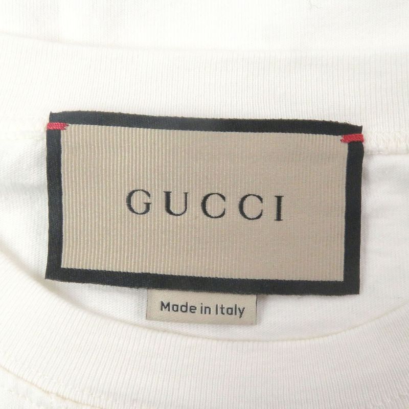 Gucci 768441 Webline Logo Embroidery Cotton Jersey Long Sleeve T-shirt White M