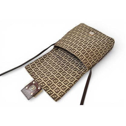 Fendi Shoulder Bag Zucchino Vintage Zucca Pattern Beige Brown — view 8