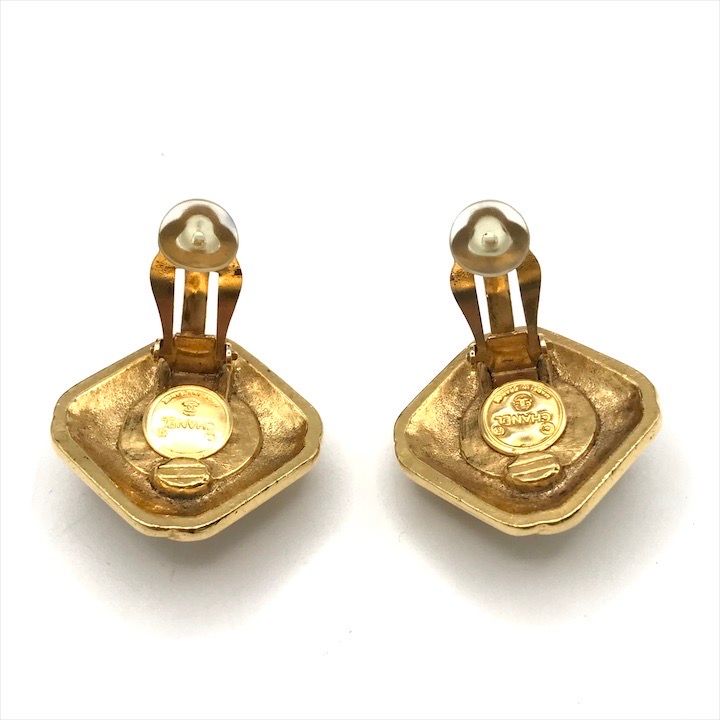 Chanel CC Logo Faux Pearl Earrings