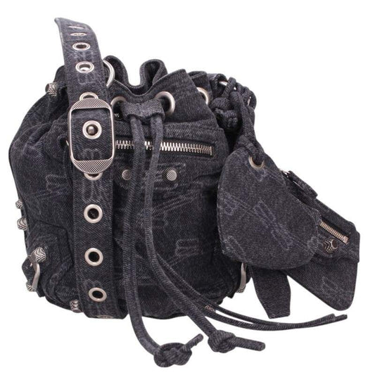 Balenciaga 702431 Lukagor XS BB All Over Denim Shoulder Bag Women