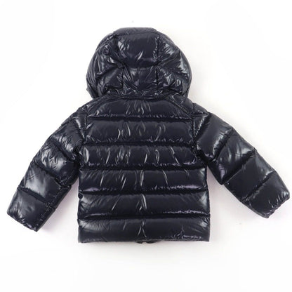 Moncler Maya Logo Patch with Hood Down Jacket Navy Cm Hanger Garment Kids — view 2
