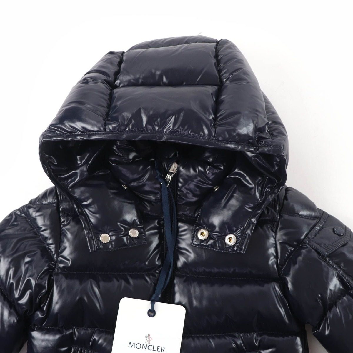 Moncler Maya Logo Patch with Hood Down Jacket Navy Cm Hanger Garment Kids — view 3