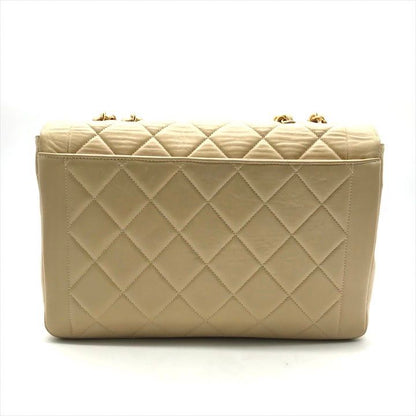 Chanel CC Logo Quilted Lambskin Straight Flap Beige Chain Shoulder Bag