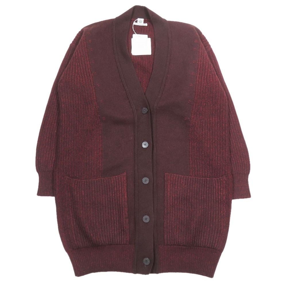Hermes Cashmere Over Silhouette Long Cardigan Melange Knit Sweater Long Sleeve