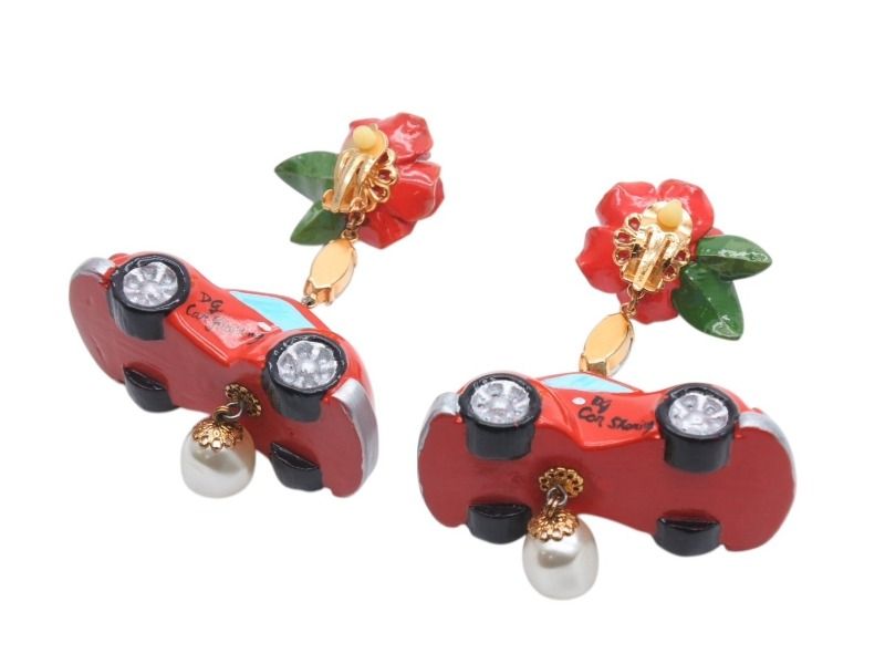 Dolce & Gabbana Earrings Faux Pearl Rhinestone Rose — view 2
