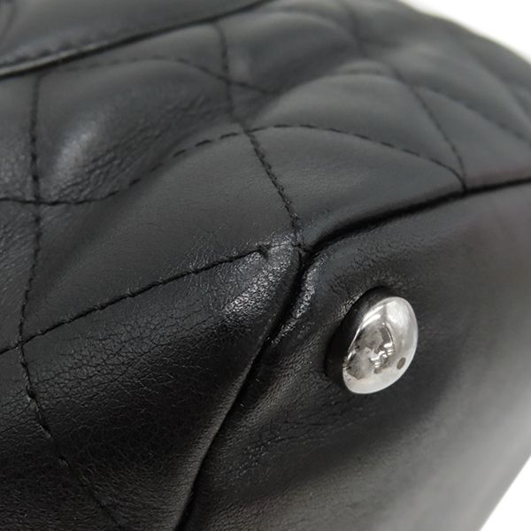 Chanel Tote Bag Cambon Line Medium Leather Enamel Black Silver Hardware Black