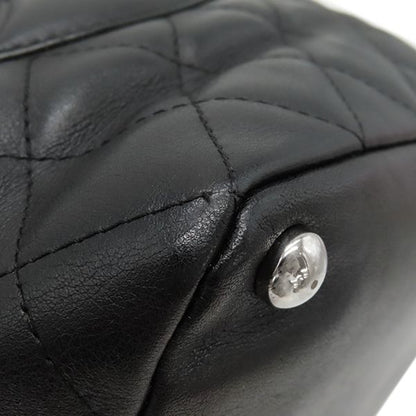 Chanel Tote Bag Cambon Line Medium Leather Enamel Black Silver Hardware Black