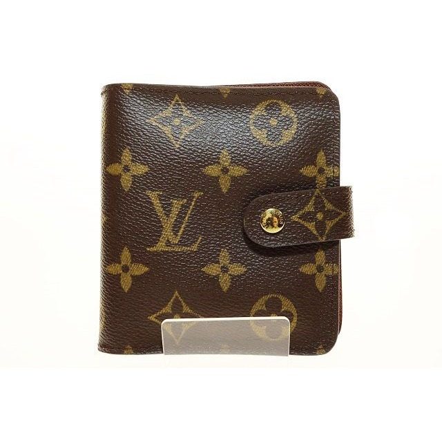 Louis Vuitton Compact Zip Bifold Wallet Zip Around Monogram Canvas Brown Aa