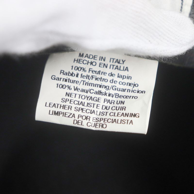 Hermes Lapin Felt 100% Leather Use Serie Button Medium Fold Hat Black 60 Made