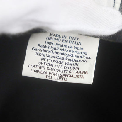 Hermes Lapin Felt 100% Leather Use Serie Button Medium Fold Hat Black 60 Made