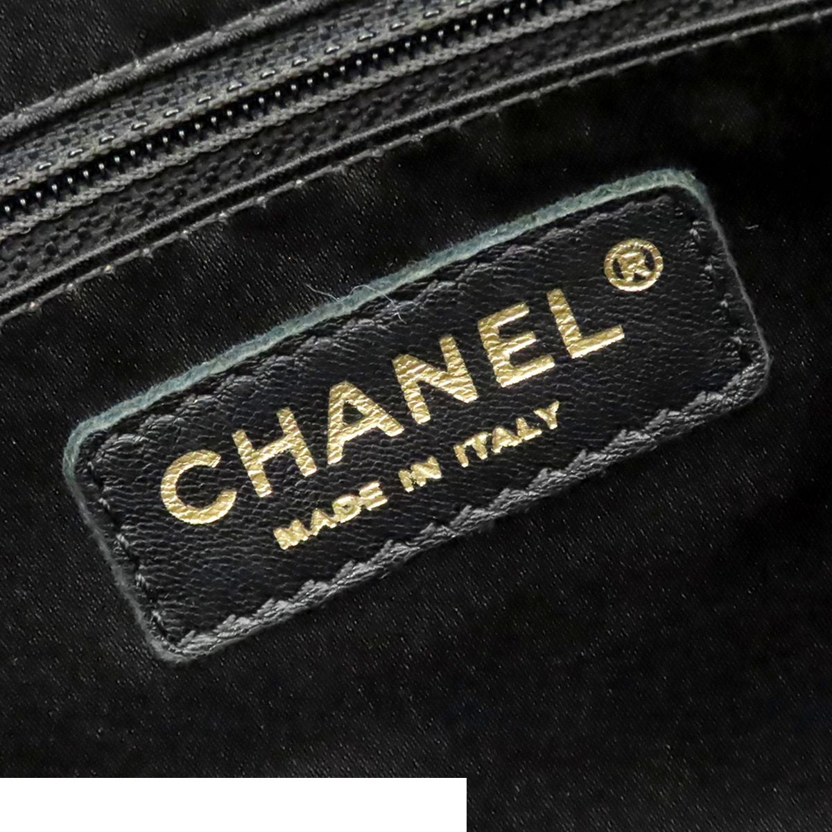 Chanel Black Gold Caviar Leather Grand Shopping Tote Bag — view 6