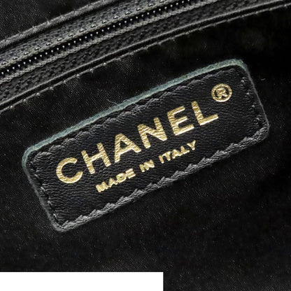 Chanel Black Gold Caviar Leather Grand Shopping Tote Bag — view 6
