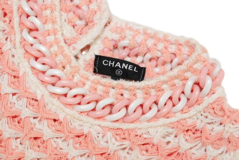 Chanel Dress Size 34 P58 Braided Chain Knit Dress CC Logo Button Coco Mark