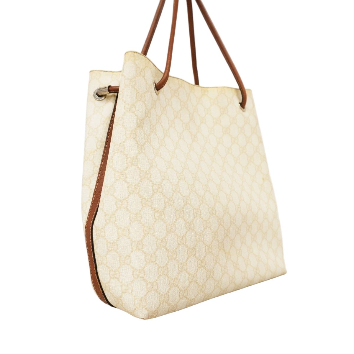 Gucci Tote GG Supreme White Brown Gold — view 2