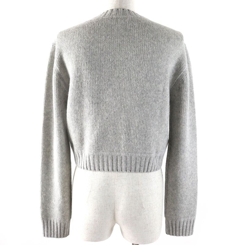 Prada 2024 P24u1t Virgin Wool Cashmere Logo Box Silhouette Crewneck Cropped