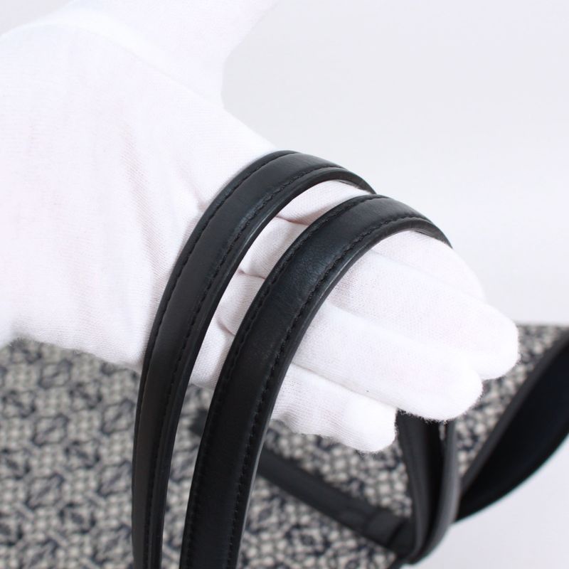 Loewe Leather X Canvas Navy X Black Tote Bag Silver B533z73x08