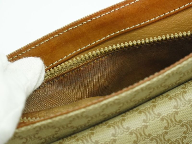 Authentic Celine Macadam Shoulder Bag Pochette PVC Beige Macadam Bag Pre-owned