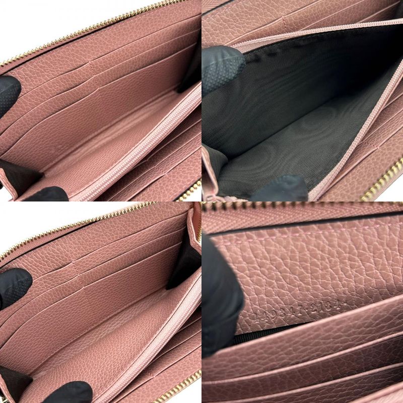 Gucci Long Wallet 449347 Interlocking Leather Pink Gold Hardware Round Zipper