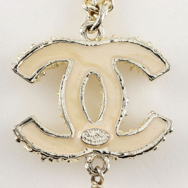 Chanel Coco Mark Rhinestone Pearl And Metal Ladies 17.3g Necklace