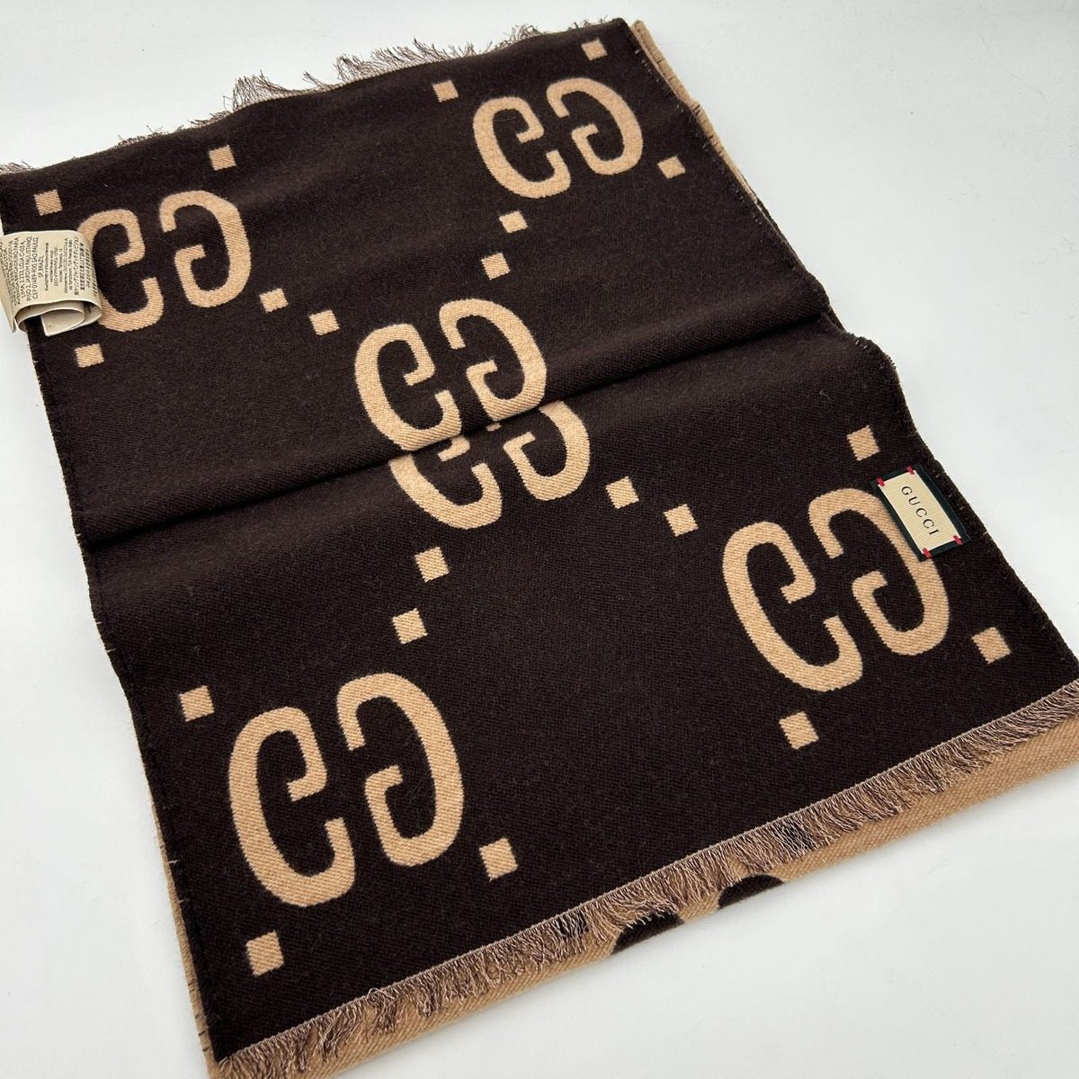 Gucci GG Jacquard Wool Silk Scarf — view 2