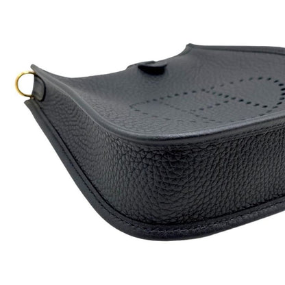 Hermes Shoulder Bag Evelyn TPM W Engraved Taurillon Clemence Noir Black Gold