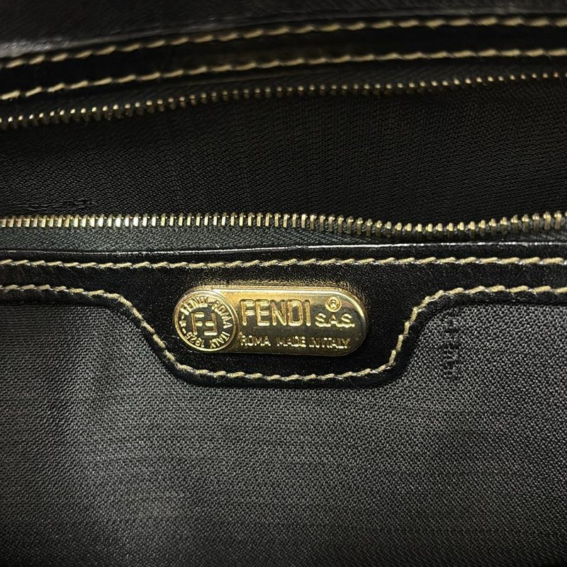 Fendi Shoulder Bag Pecan Black And Light Brown Leather