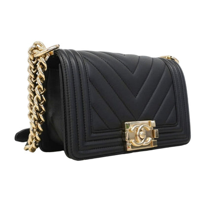 Chanel Shoulder Bag Body Stitch Lambskin Black Chien Pants Gold — view 2