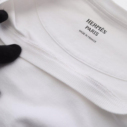 Hermes Top Mosaic Embroidery Cotton T-Shirt — view 8