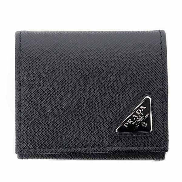 Prada Saffiano Triangle Coin Purse Black