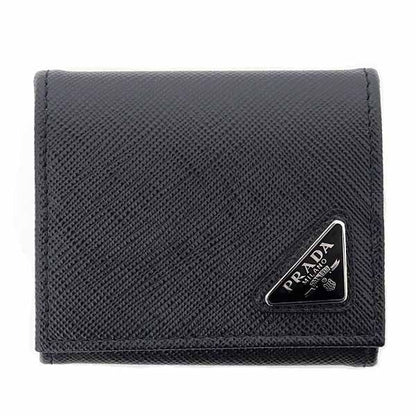 Prada Saffiano Triangle Coin Purse Black