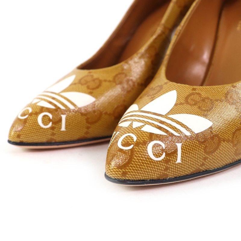 Gucci×adidas Gucci×adidas 712221 Trefoil Logo Pointed Toe GG Crystal Pumps In