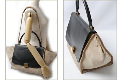 Celine Handbag Shoulder Bag Celine Trapeze 169542 Black Beige 2-way With Strap