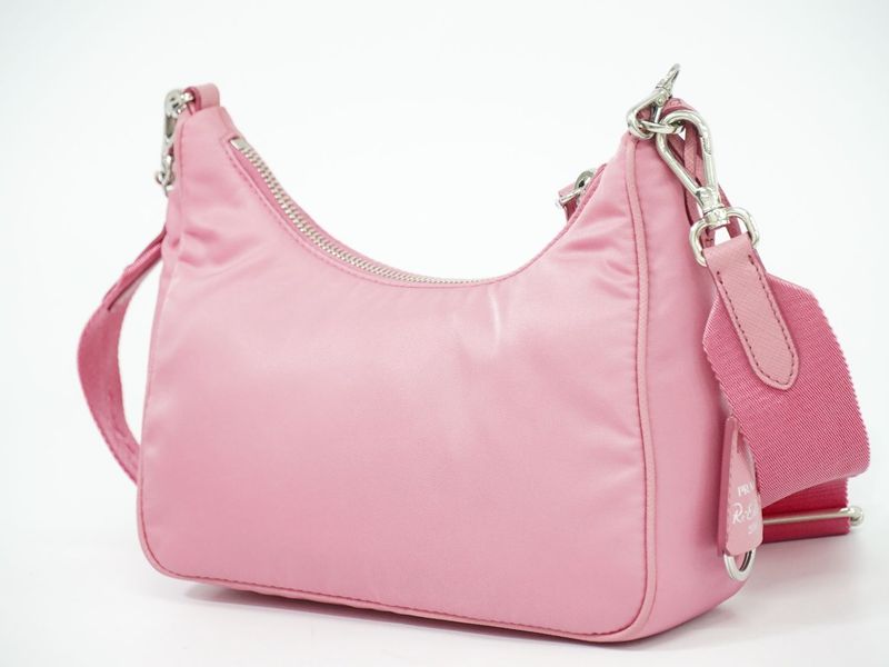 Authentic Prada Re-edition 2005 2WAY Shoulder Bag Handbag Pochette Nylon Pink