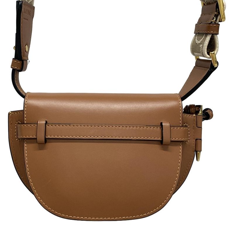 Loewe Shoulder Bag Gate Dual Bag Mini Brown Jacquard Strap Detachable